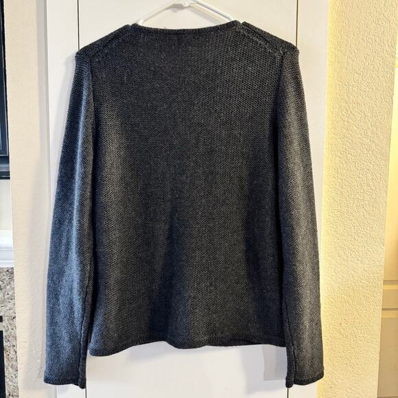 J.Crew 100% Wool Snap Closure Knit Cardigan Black Large Office Career Academia - Picture 2 of 5